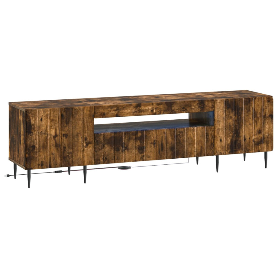 vidaXL LED tv-meubel Gerookt eiken Bewerkt hout afbeelding 1