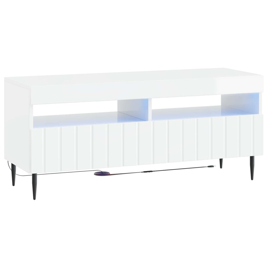 vidaXL LED tv-meubel Hoogglans Wit Bewerkt hout vidaXL LED tv-meubel Hoogglans Wit Bewerkt hout afbeelding 1