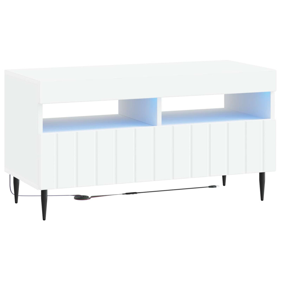 vidaXL LED tv-meubel Wit Bewerkt hout vidaXL LED tv-meubel Wit Bewerkt hout afbeelding 1