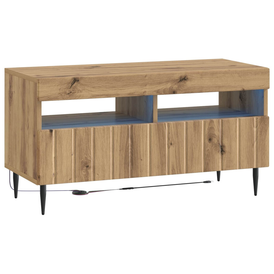 vidaXL LED tv-meubel Artisanaal eiken Bewerkt hout afbeelding 1