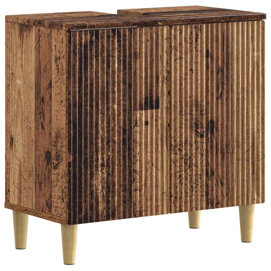 vidaXL Badkamer wastafelkast ARNHEM Oud hout 59,5 x 31,5 x 59 cm vidaXL Badkamer wastafelkast ARNHEM Oud hout 59,5 x 31,5 x 59 cm afbeelding 1