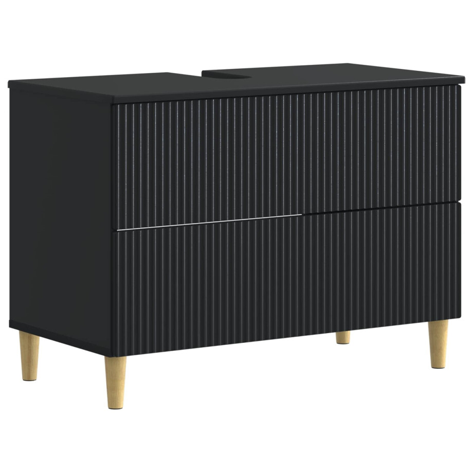 vidaXL Badkamer wastafelkast ARNHEM Zwart 82 x 41 x 59 cm Bewerkt hout vidaXL Badkamer wastafelkast ARNHEM Zwart 82 x 41 x 59 cm Bewerkt hout afbeelding 1