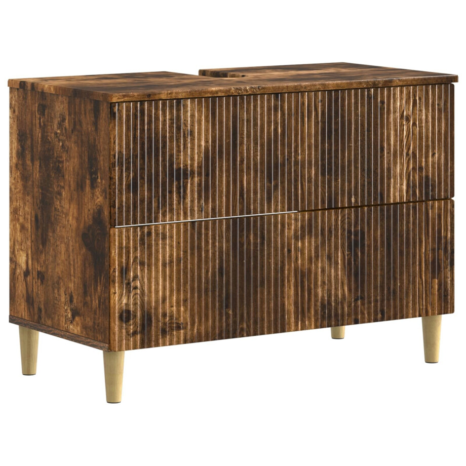 vidaXL Badkamer wastafelkast ARNHEM Gerookt eiken 82 x 41 x 59 cm vidaXL Badkamer wastafelkast ARNHEM Gerookt eiken 82 x 41 x 59 cm afbeelding 1