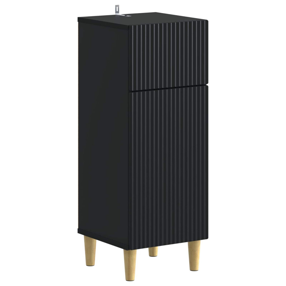 vidaXL Badkamer Opbergkast ARNHEM Zwart 30 x 31 x 80 cm Bewerkt hout afbeelding 1