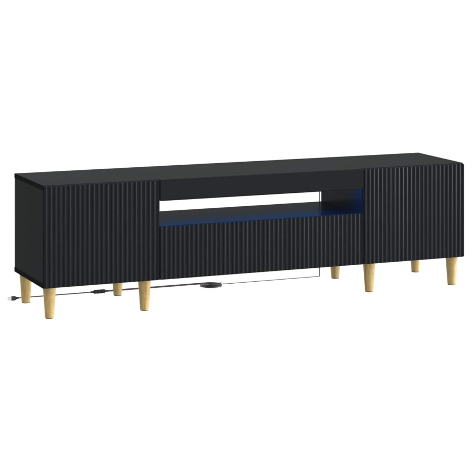 vidaXL LED tv-meubel Zwart Bewerkt hout afbeelding 1