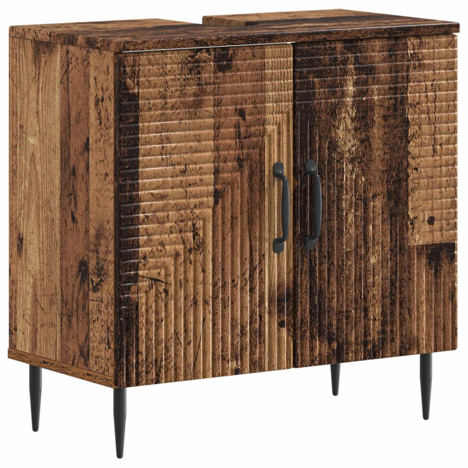 vidaXL Badkamer wastafelkast HAARLEM Oud hout 59,5 x 31,5 x 59 cm vidaXL Badkamer wastafelkast HAARLEM Oud hout 59,5 x 31,5 x 59 cm afbeelding 1