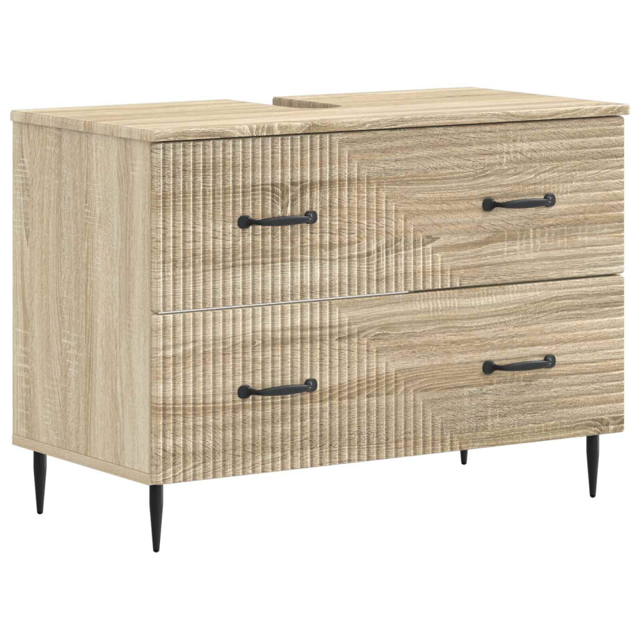 vidaXL Badkamer wastafelkast HAARLEM Sonoma Eiken 82 x 41 x 58,5 cm afbeelding 1