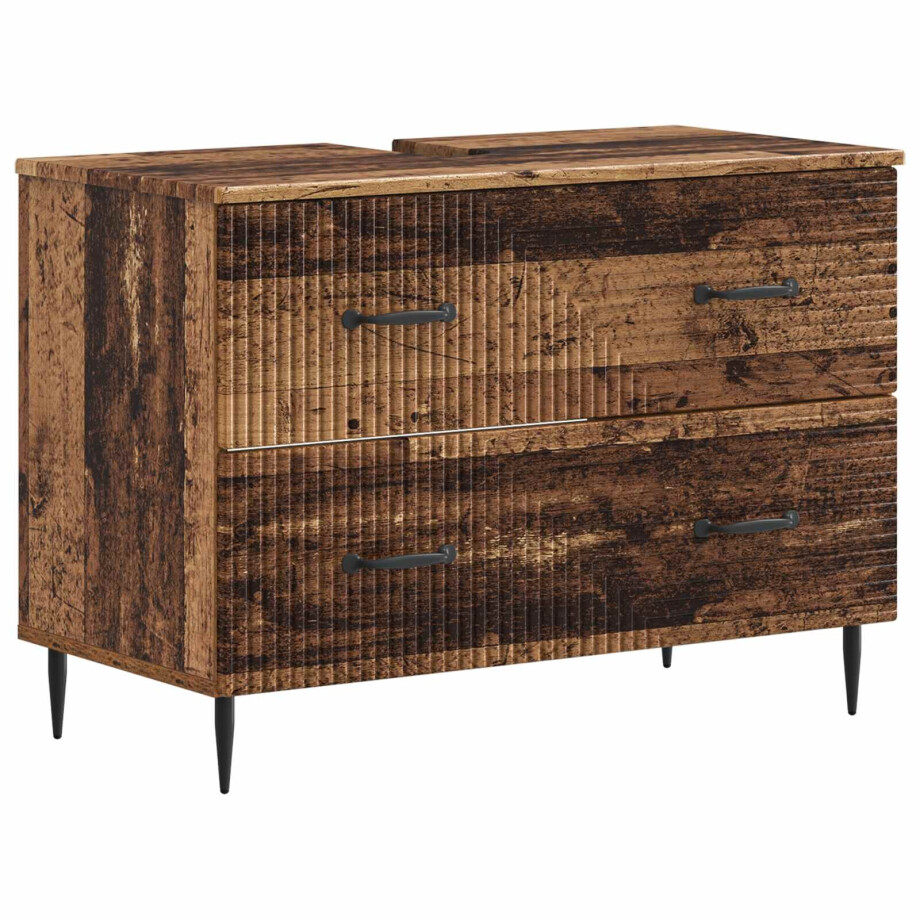 vidaXL Badkamer wastafelkast HAARLEM Oud hout 82 x 41 x 58,5 cm vidaXL Badkamer wastafelkast HAARLEM Oud hout 82 x 41 x 58,5 cm afbeelding 1