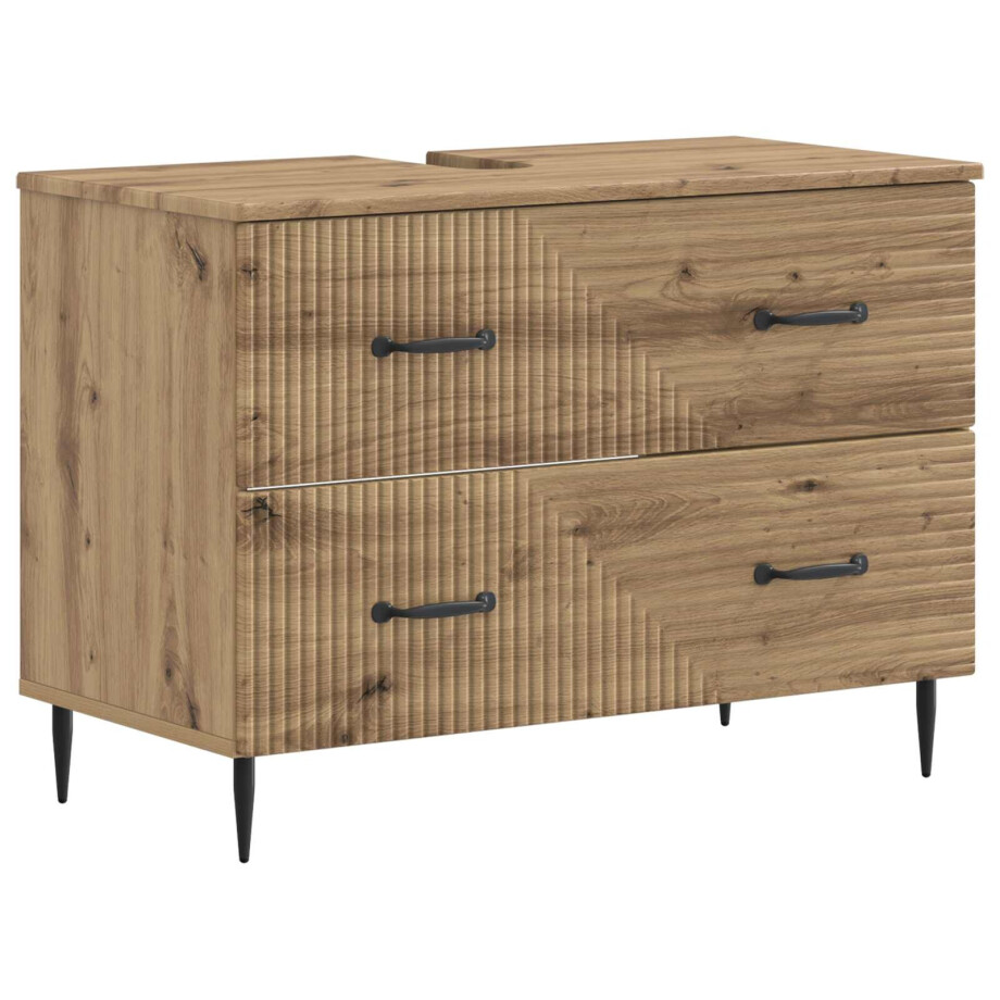 vidaXL Badkamer wastafelkast HAARLEM Artisanaal eiken vidaXL Badkamer wastafelkast HAARLEM Artisanaal eiken afbeelding 1