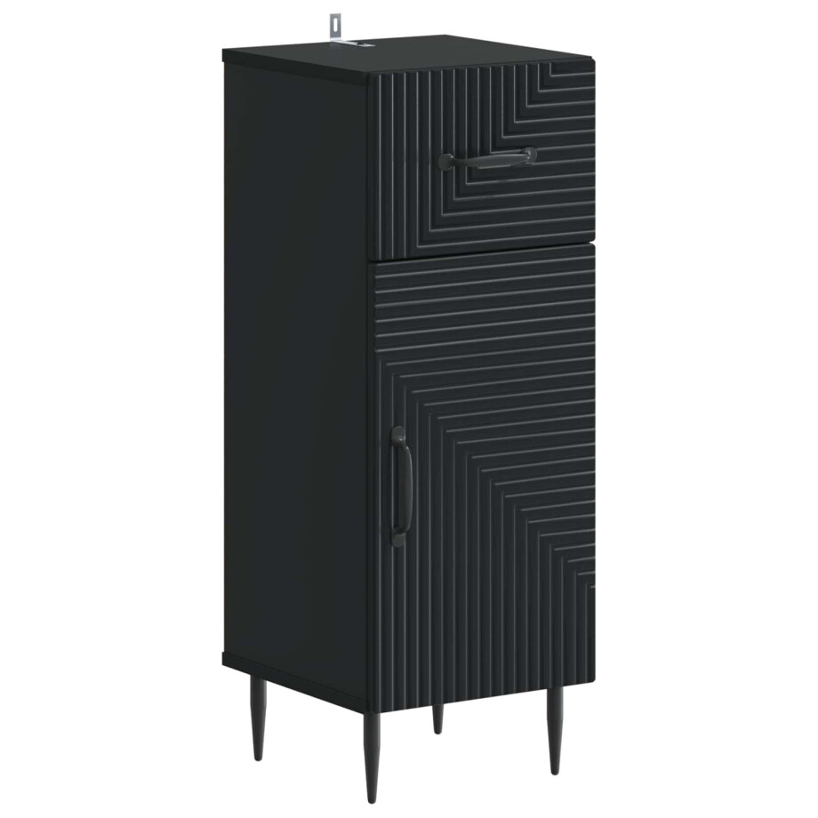 vidaXL Badkamer Opbergkast HAARLEM Zwart 30 x 31 x 80 cm Bewerkt hout afbeelding 1
