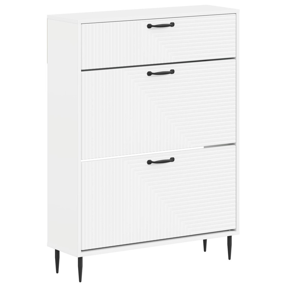 vidaXL Schoenenkast HAARLEM 78 x 24 x 103 cm Bewerkt hout Wit afbeelding 1