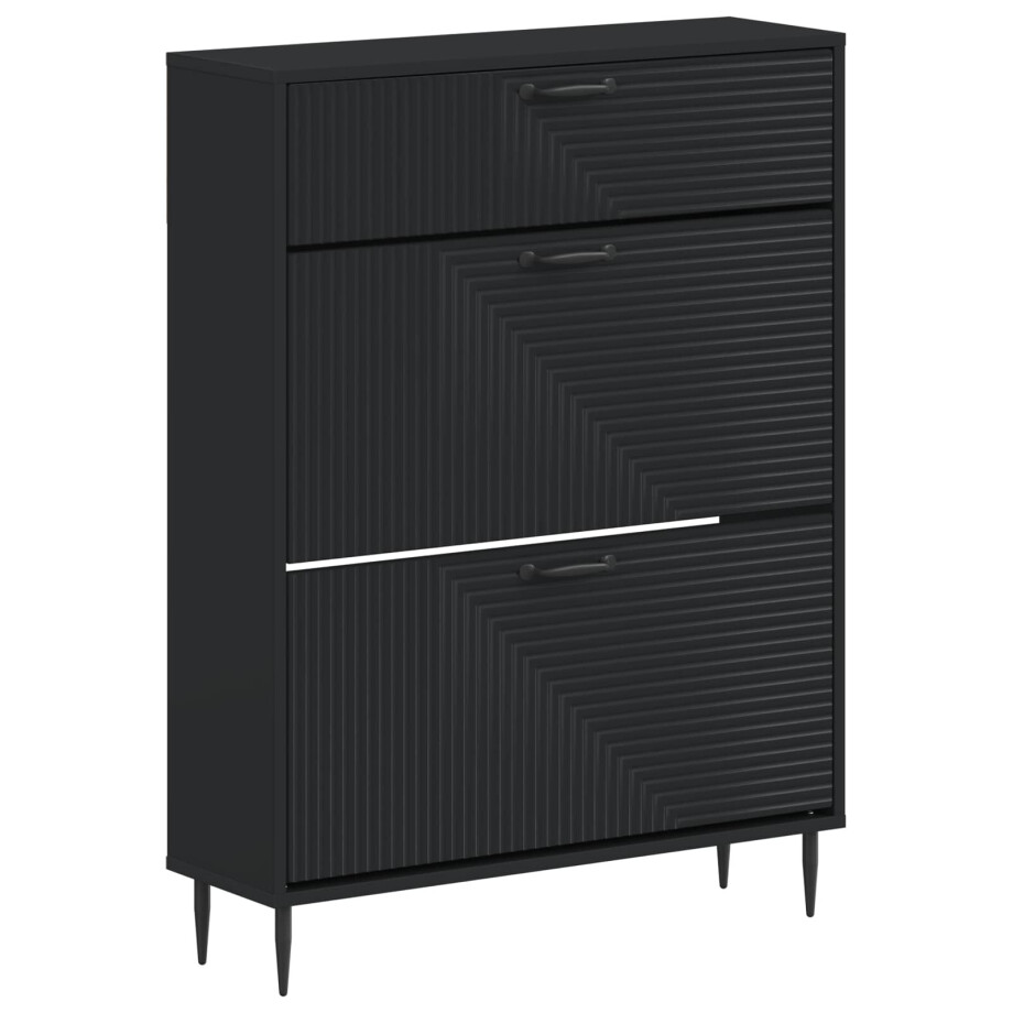 vidaXL Schoenenkast HAARLEM 78 x 24 x 103 cm Bewerkt hout Zwart vidaXL Schoenenkast HAARLEM 78 x 24 x 103 cm Bewerkt hout Zwart afbeelding 1