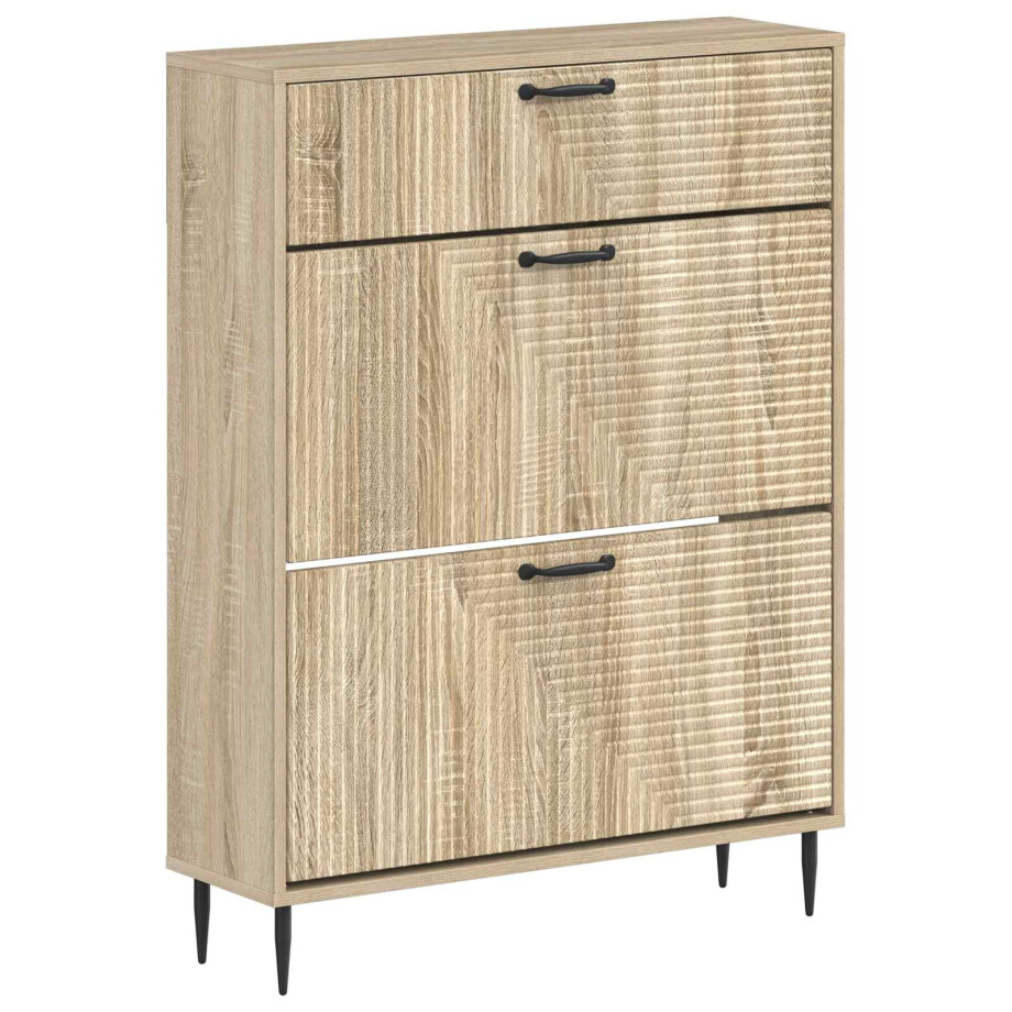 vidaXL Schoenenkast HAARLEM 78 x 24 x 103 cm Bewerkt hout Sonoma Eiken afbeelding 1