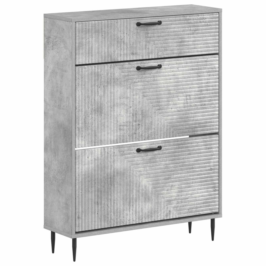 vidaXL Schoenenkast HAARLEM 78 x 24 x 103 cm Bewerkt hout Betongrijs afbeelding 1