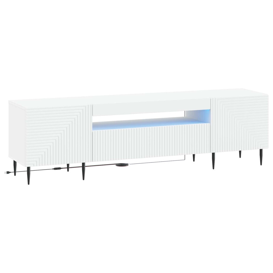 vidaXL LED tv-meubel Wit Bewerkt hout vidaXL LED tv-meubel Wit Bewerkt hout afbeelding 1