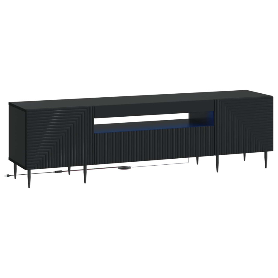 vidaXL LED tv-meubel Zwart Bewerkt hout afbeelding 1