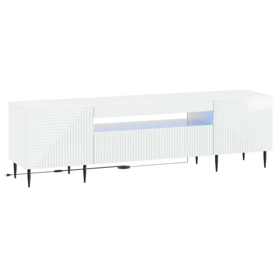vidaXL LED tv-meubel Hoogglans Wit Bewerkt hout vidaXL LED tv-meubel Hoogglans Wit Bewerkt hout afbeelding 1