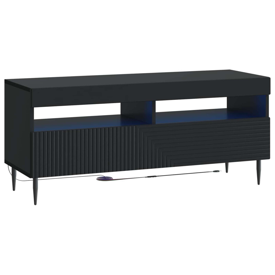 vidaXL LED tv-meubel Zwart Bewerkt hout afbeelding 1