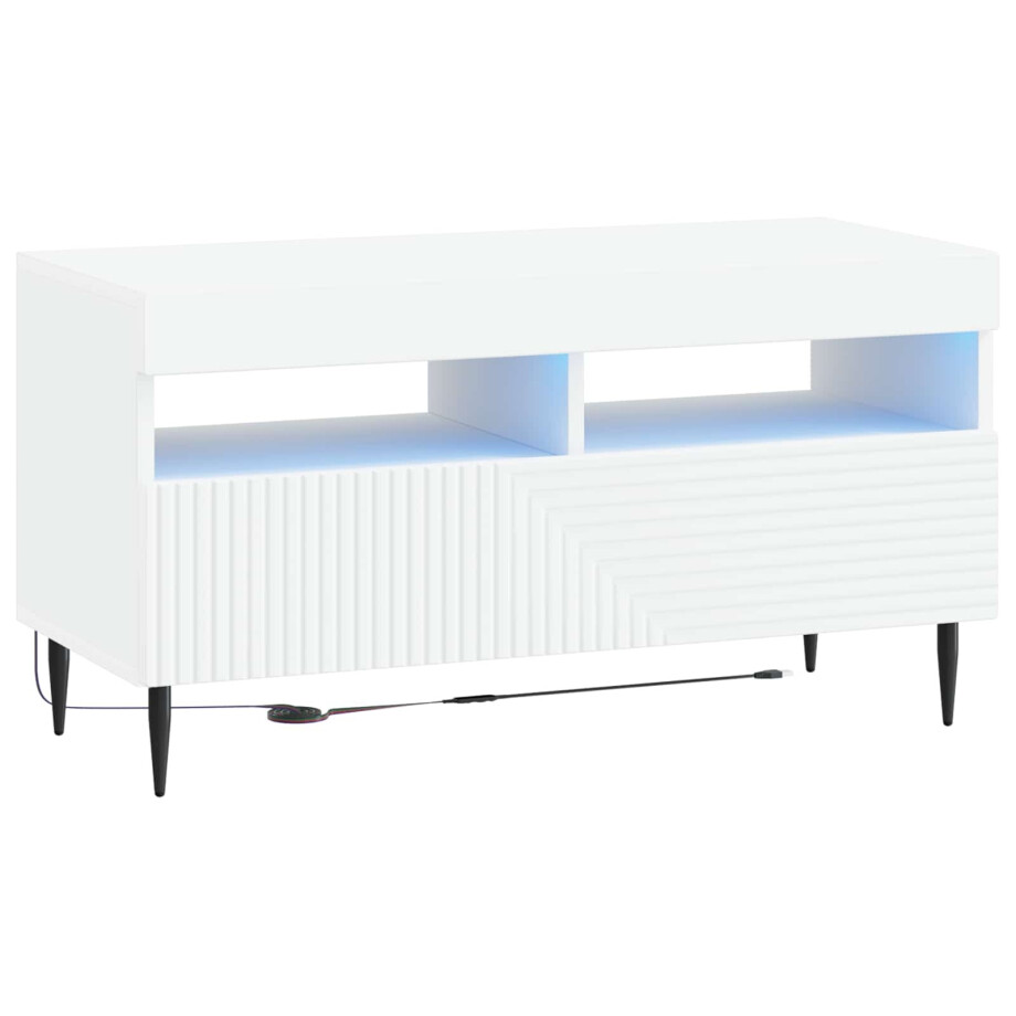 vidaXL LED tv-meubel Wit Bewerkt hout vidaXL LED tv-meubel Wit Bewerkt hout afbeelding 1