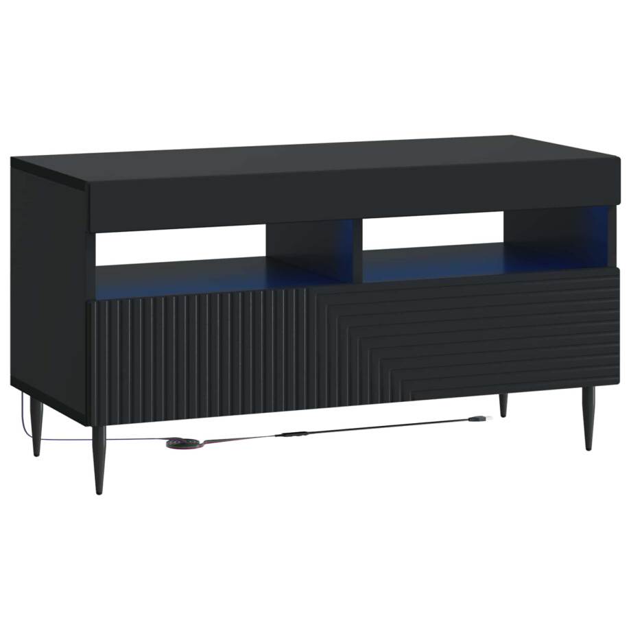 vidaXL LED tv-meubel Zwart Bewerkt hout afbeelding 1