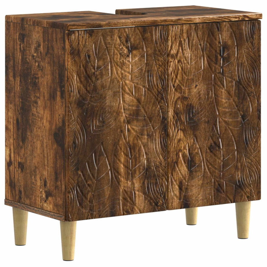 vidaXL Badkamer wastafelkast DELFT Gerookt eiken 59,5 x 31,5 x 59 cm vidaXL Badkamer wastafelkast DELFT Gerookt eiken 59,5 x 31,5 x 59 cm afbeelding 1