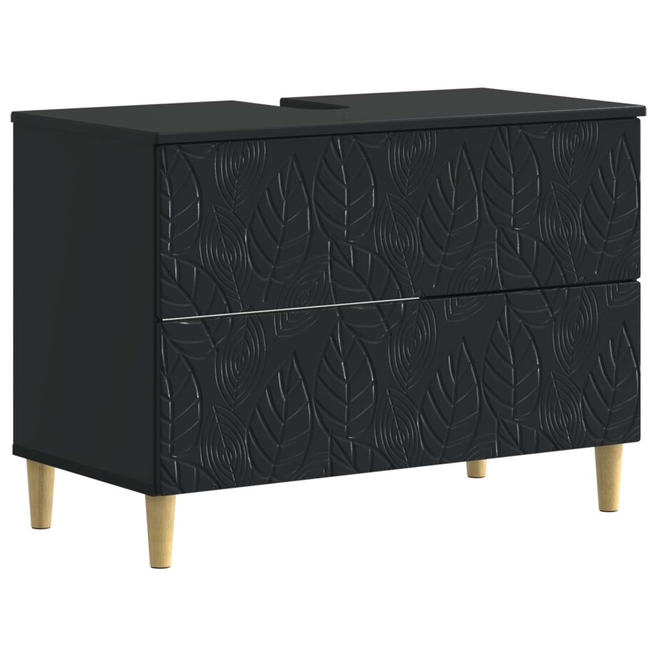 vidaXL Badkamer wastafelkast DELFT Zwart 82 x 41 x 59 cm Bewerkt hout vidaXL Badkamer wastafelkast DELFT Zwart 82 x 41 x 59 cm Bewerkt hout afbeelding 1