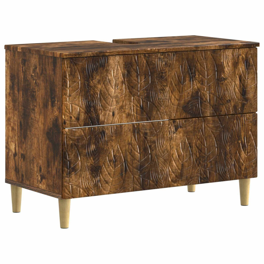 vidaXL Badkamer wastafelkast DELFT Gerookt eiken 82 x 41 x 59 cm vidaXL Badkamer wastafelkast DELFT Gerookt eiken 82 x 41 x 59 cm afbeelding 1