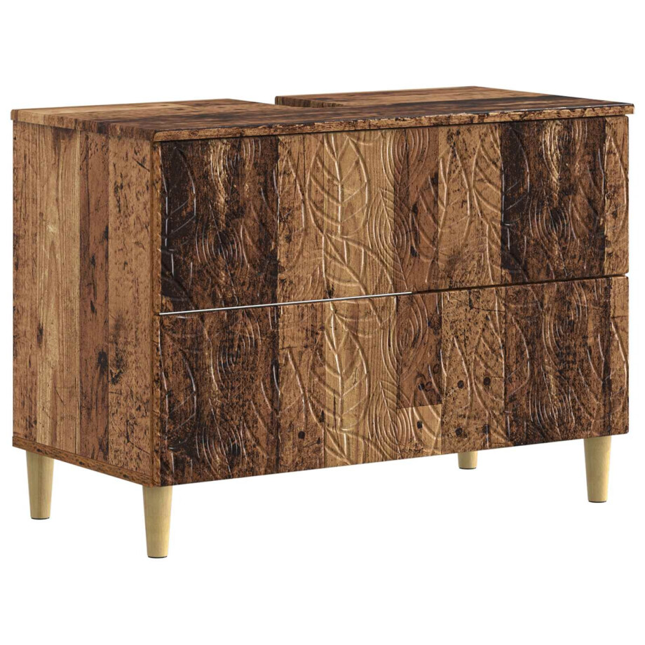 vidaXL Badkamer wastafelkast DELFT Oud hout 82 x 41 x 59 cm afbeelding 1