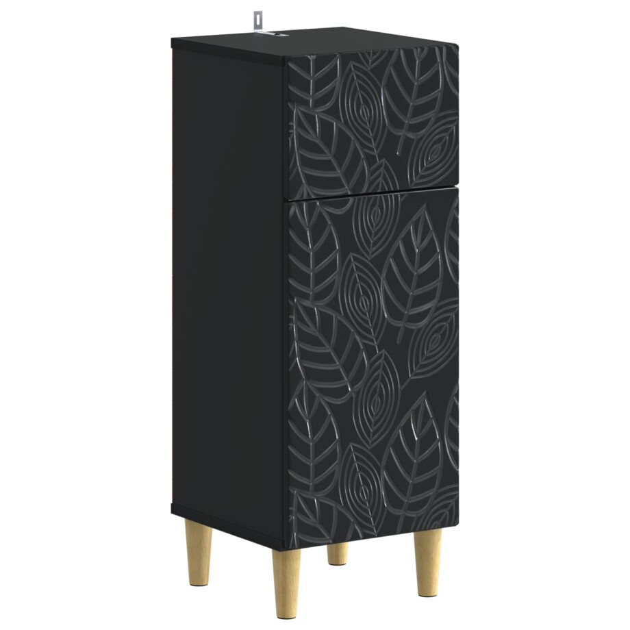 vidaXL Badkamer Opbergkast DELFT Zwart 30 x 31 x 80 cm Bewerkt hout afbeelding 1