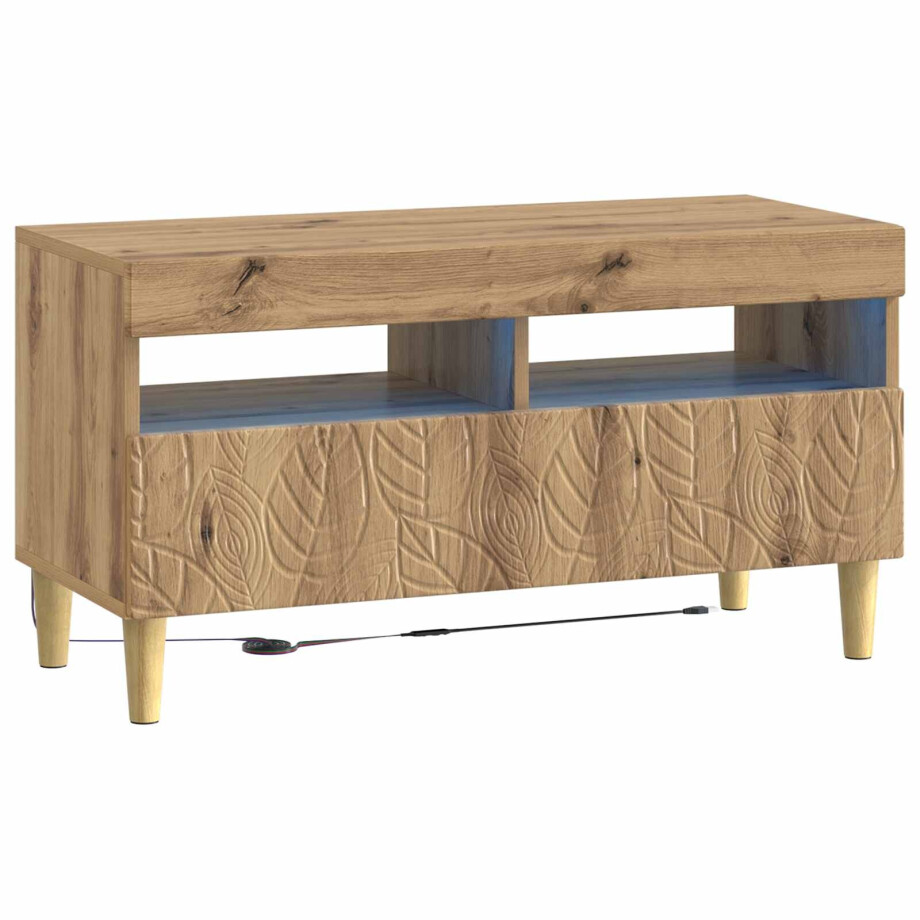 vidaXL LED tv-meubel Artisanaal eiken Bewerkt hout vidaXL LED tv-meubel Artisanaal eiken Bewerkt hout afbeelding 1