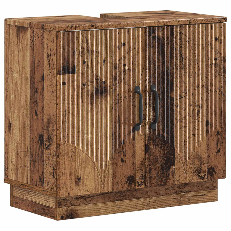 vidaXL Badkamer wastafelkast HOORN Oud hout 59,5 x 31,5 x 56 cm vidaXL Badkamer wastafelkast HOORN Oud hout 59,5 x 31,5 x 56 cm afbeelding 1