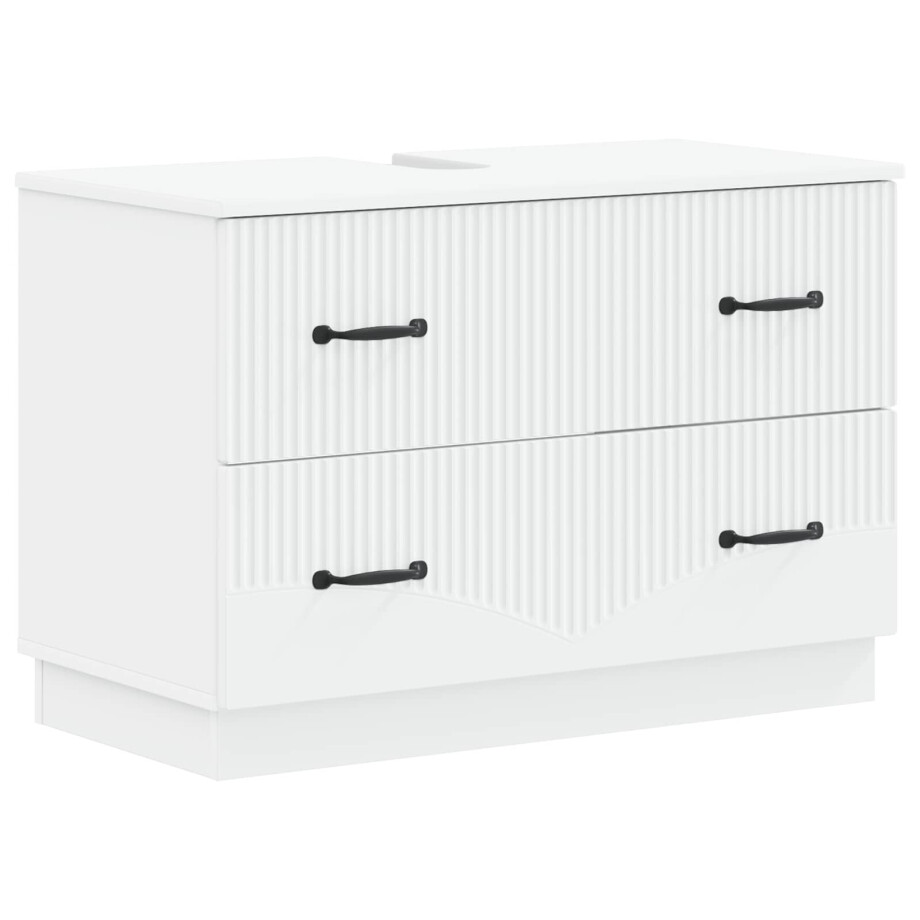 vidaXL Badkamer wastafelkast HOORN Wit 82 x 41 x 56 cm Bewerkt hout afbeelding 1