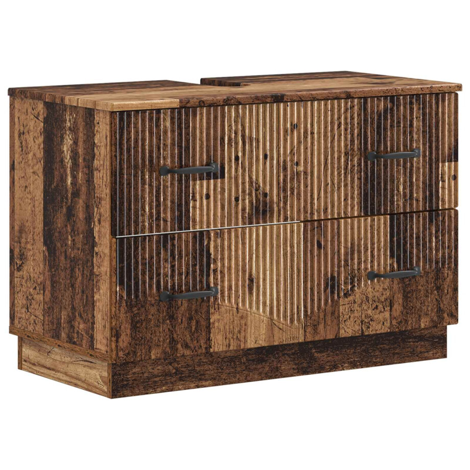 vidaXL Badkamer wastafelkast HOORN Oud hout 82 x 41 x 56 cm vidaXL Badkamer wastafelkast HOORN Oud hout 82 x 41 x 56 cm afbeelding 1