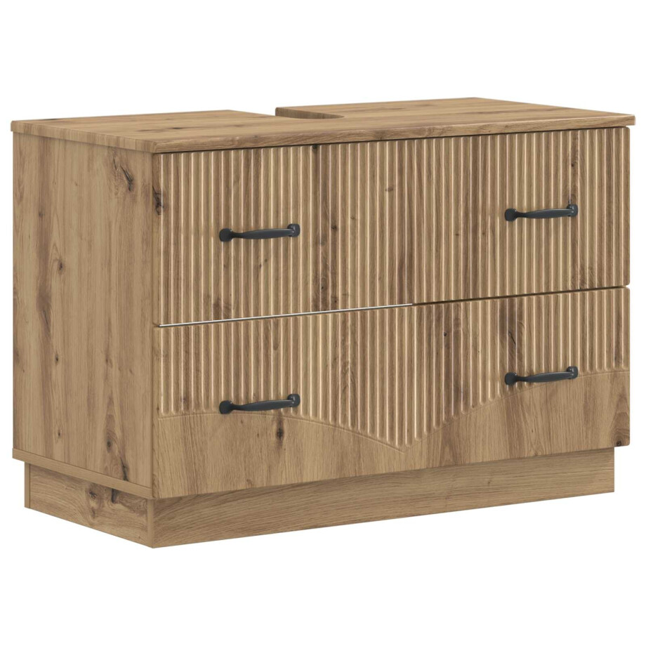 vidaXL Badkamer wastafelkast HOORN Artisanaal eiken 82 x 41 x 56 cm vidaXL Badkamer wastafelkast HOORN Artisanaal eiken 82 x 41 x 56 cm afbeelding 1