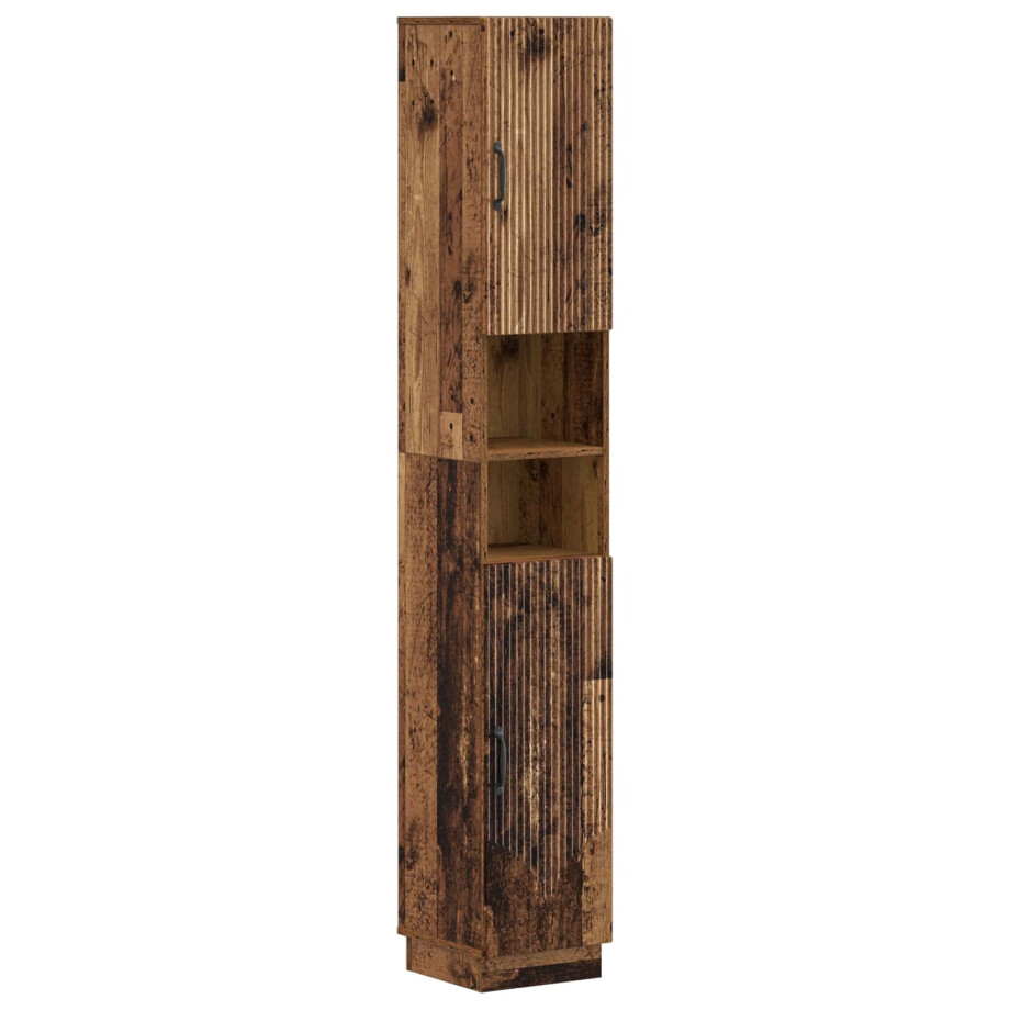 vidaXL Badkamerkast met Open Plank HOORN Oud hout 30 x 31 x 187 cm afbeelding 1