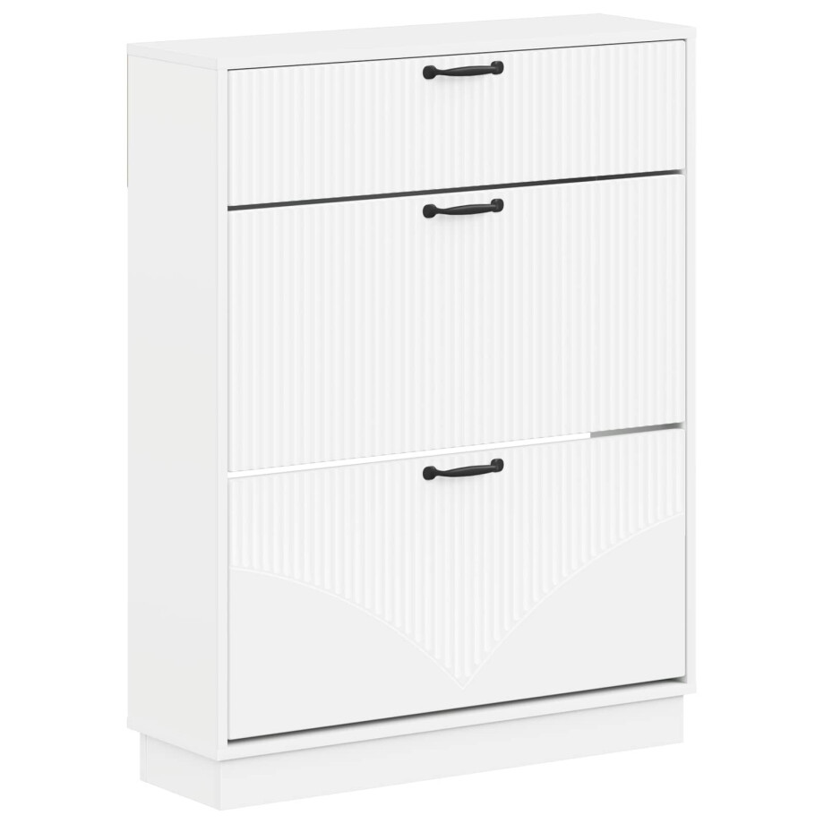 vidaXL Schoenenkast HOORN 78 x 24 x 100 cm Bewerkt hout Wit afbeelding 1