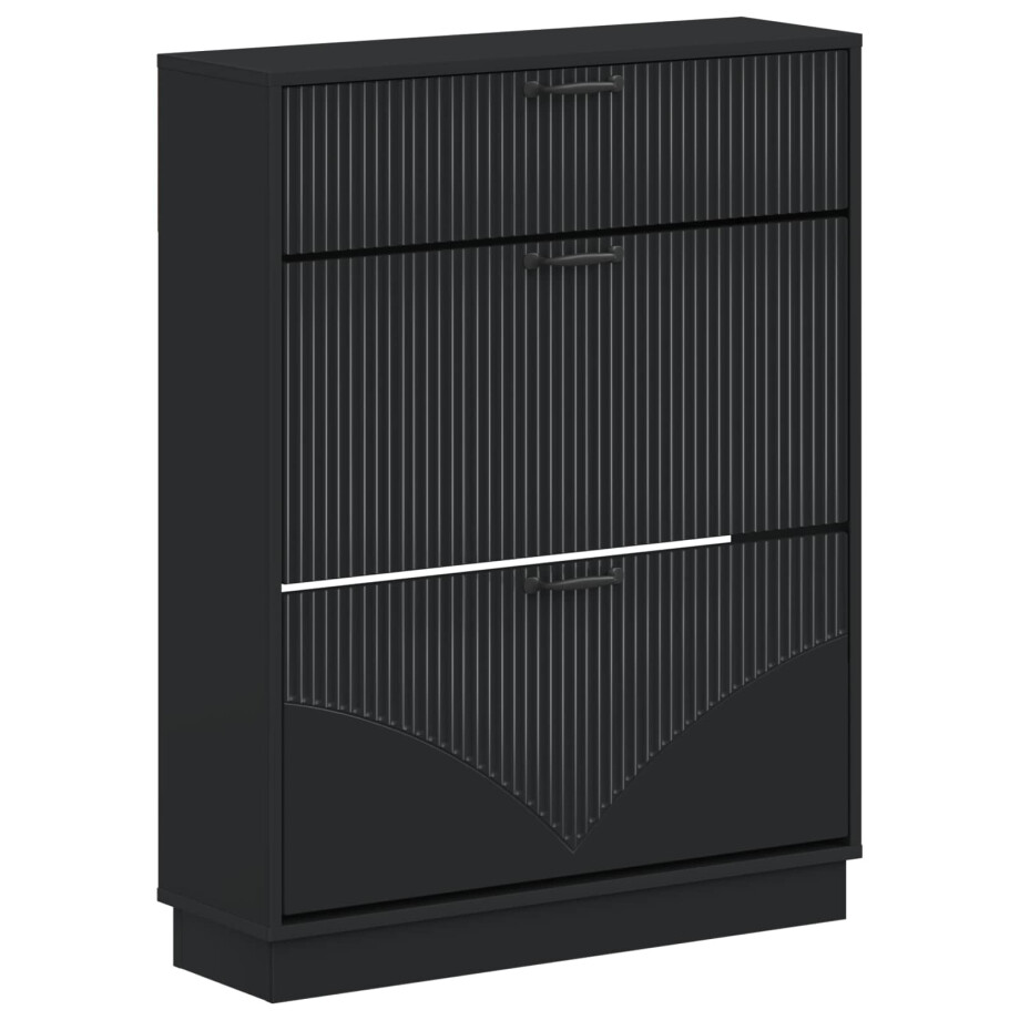 vidaXL Schoenenkast HOORN 78 x 24 x 100 cm Bewerkt hout Zwart vidaXL Schoenenkast HOORN 78 x 24 x 100 cm Bewerkt hout Zwart afbeelding 1