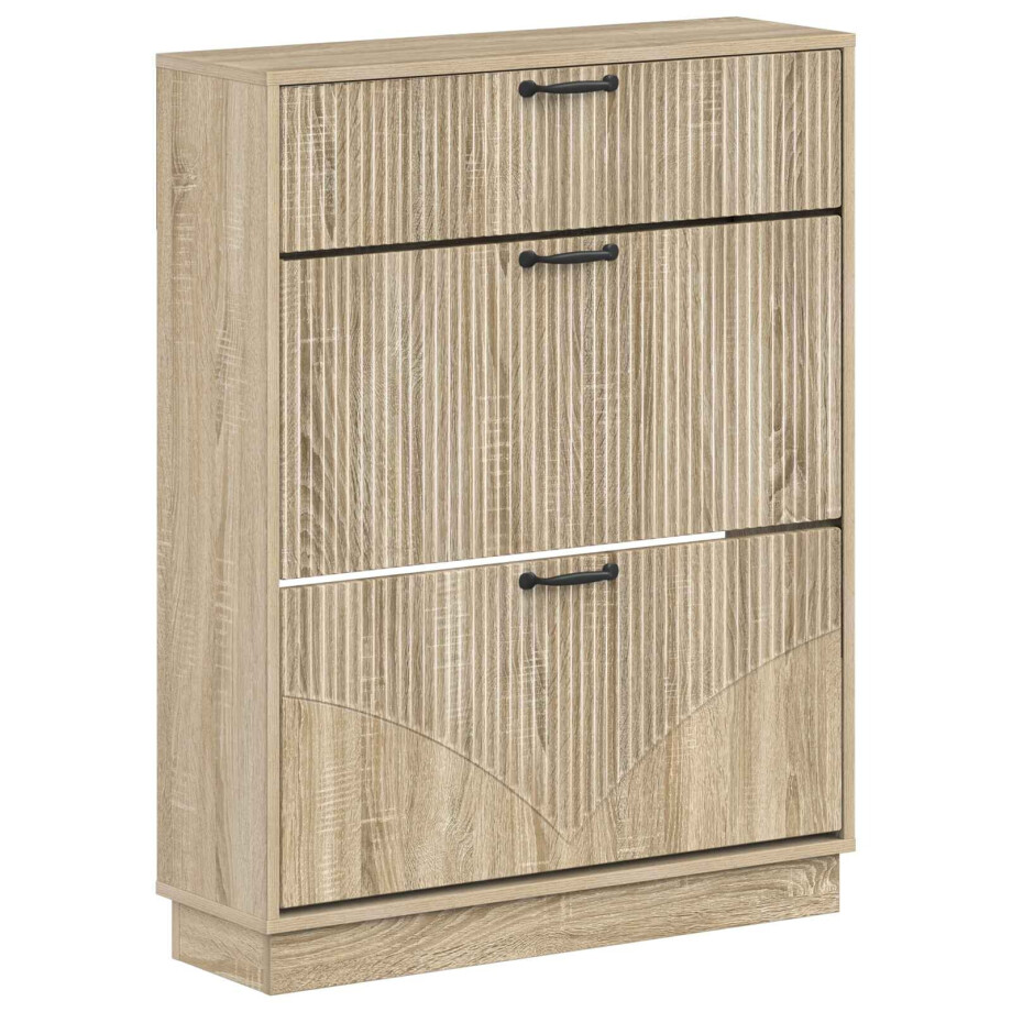 vidaXL Schoenenkast HOORN 78 x 24 x 100 cm Bewerkt hout Sonoma Eiken vidaXL Schoenenkast HOORN 78 x 24 x 100 cm Bewerkt hout Sonoma Eiken afbeelding 1