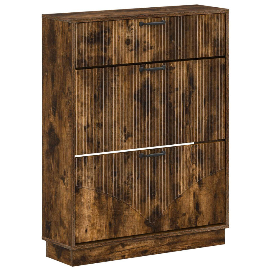 vidaXL Schoenenkast HOORN 78 x 24 x 100 cm Bewerkt hout Gerookt eiken vidaXL Schoenenkast HOORN 78 x 24 x 100 cm Bewerkt hout Gerookt eiken afbeelding 1