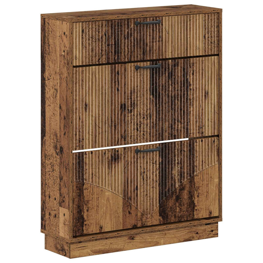 vidaXL Schoenenkast HOORN 78 x 24 x 100 cm Bewerkt hout Oud hout vidaXL Schoenenkast HOORN 78 x 24 x 100 cm Bewerkt hout Oud hout afbeelding 1