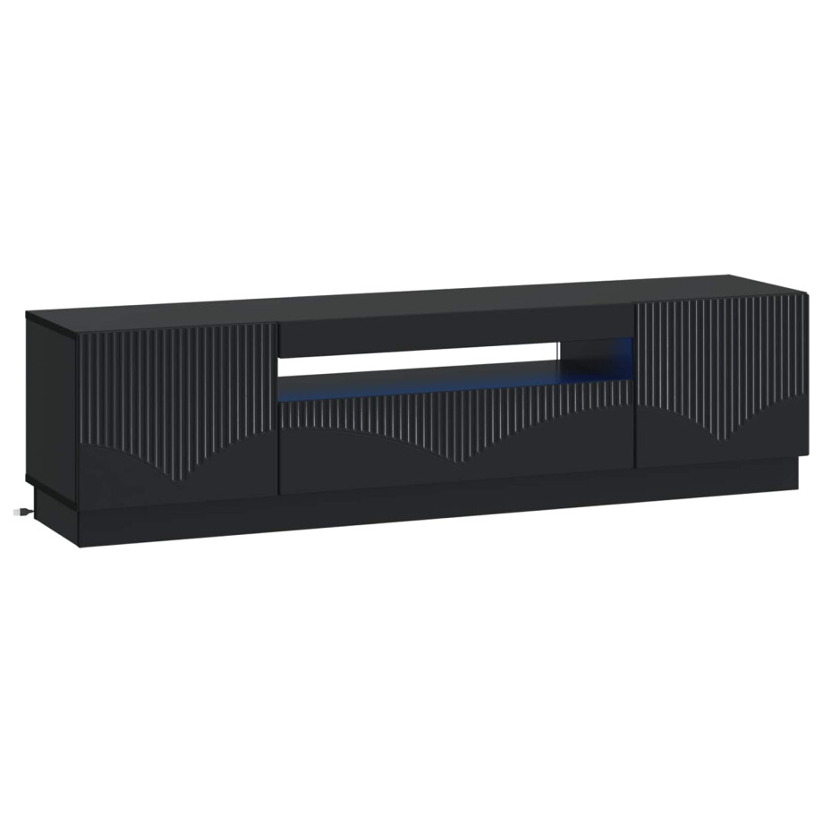 vidaXL LED tv-meubel Zwart Bewerkt hout afbeelding 1