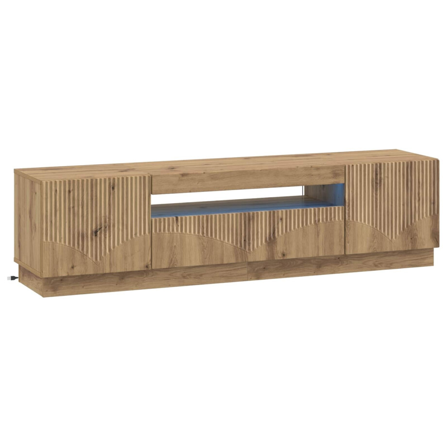vidaXL LED tv-meubel Artisanaal eiken Bewerkt hout vidaXL LED tv-meubel Artisanaal eiken Bewerkt hout afbeelding 1