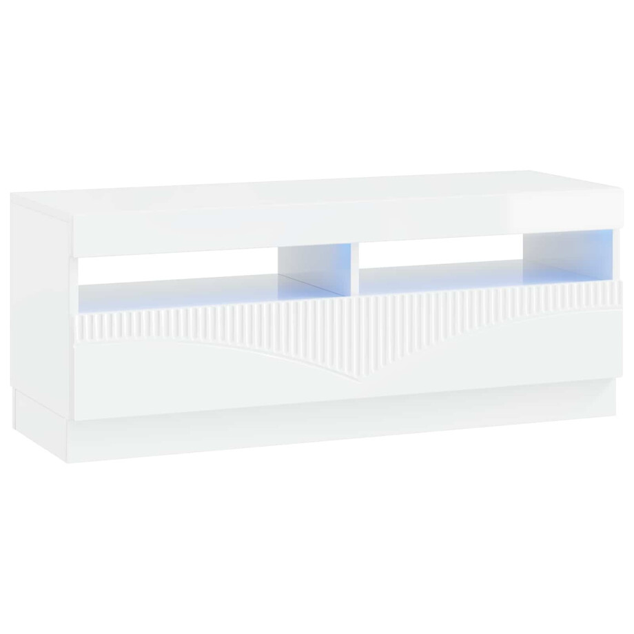 vidaXL LED tv-meubel Hoogglans Wit Bewerkt hout afbeelding 1