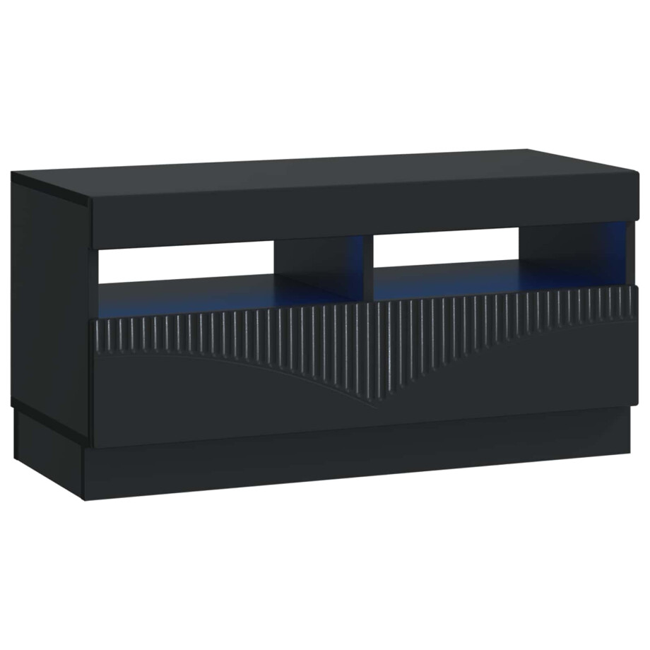 vidaXL LED tv-meubel Zwart Bewerkt hout afbeelding 1