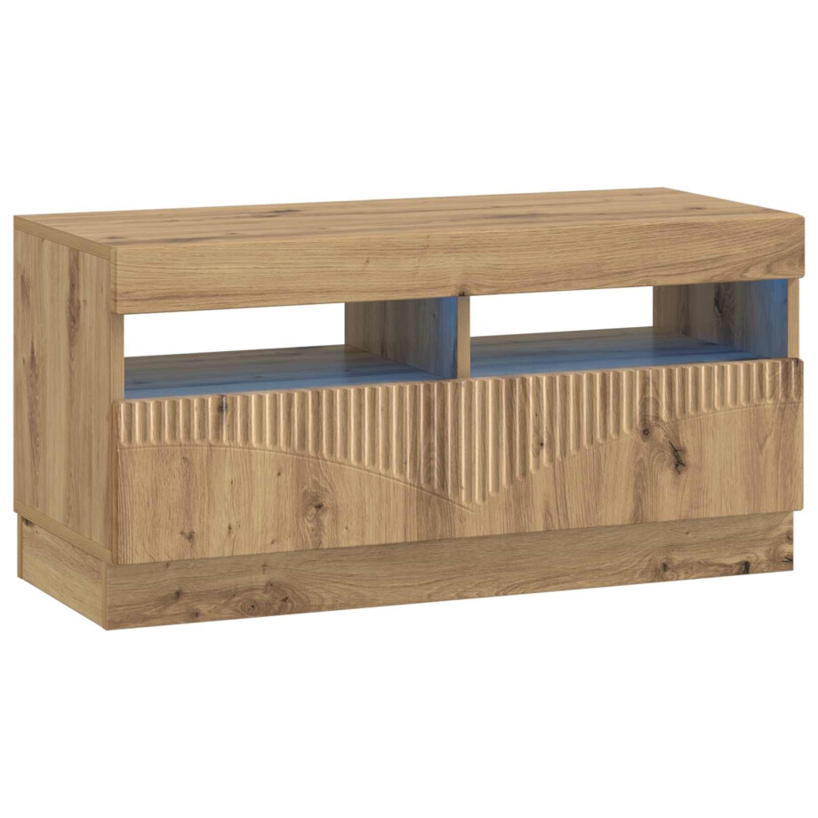 vidaXL LED tv-meubel Artisanaal eiken Bewerkt hout vidaXL LED tv-meubel Artisanaal eiken Bewerkt hout afbeelding 1