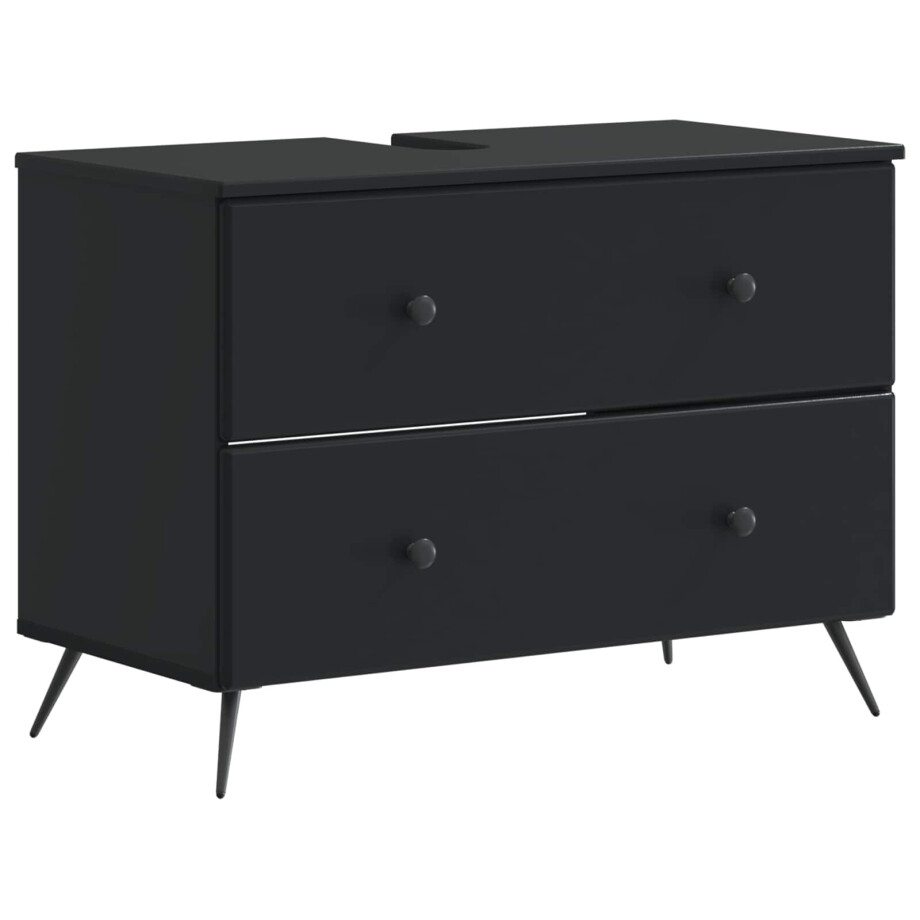 vidaXL Badkamer wastafelkast BREDA Zwart 82 x 41 x 59 cm Bewerkt hout vidaXL Badkamer wastafelkast BREDA Zwart 82 x 41 x 59 cm Bewerkt hout afbeelding 1