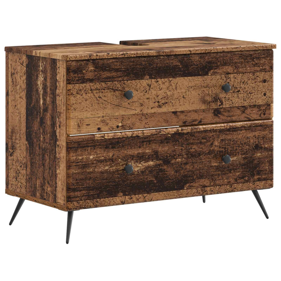 vidaXL Badkamer wastafelkast BREDA Oud hout 82 x 41 x 59 cm vidaXL Badkamer wastafelkast BREDA Oud hout 82 x 41 x 59 cm afbeelding 1
