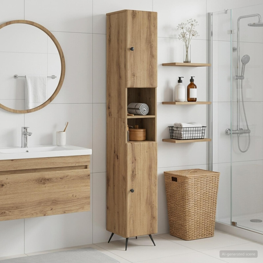 vidaXL Badkamerkast met Open Plank BREDA Artisanaal eiken afbeelding 1