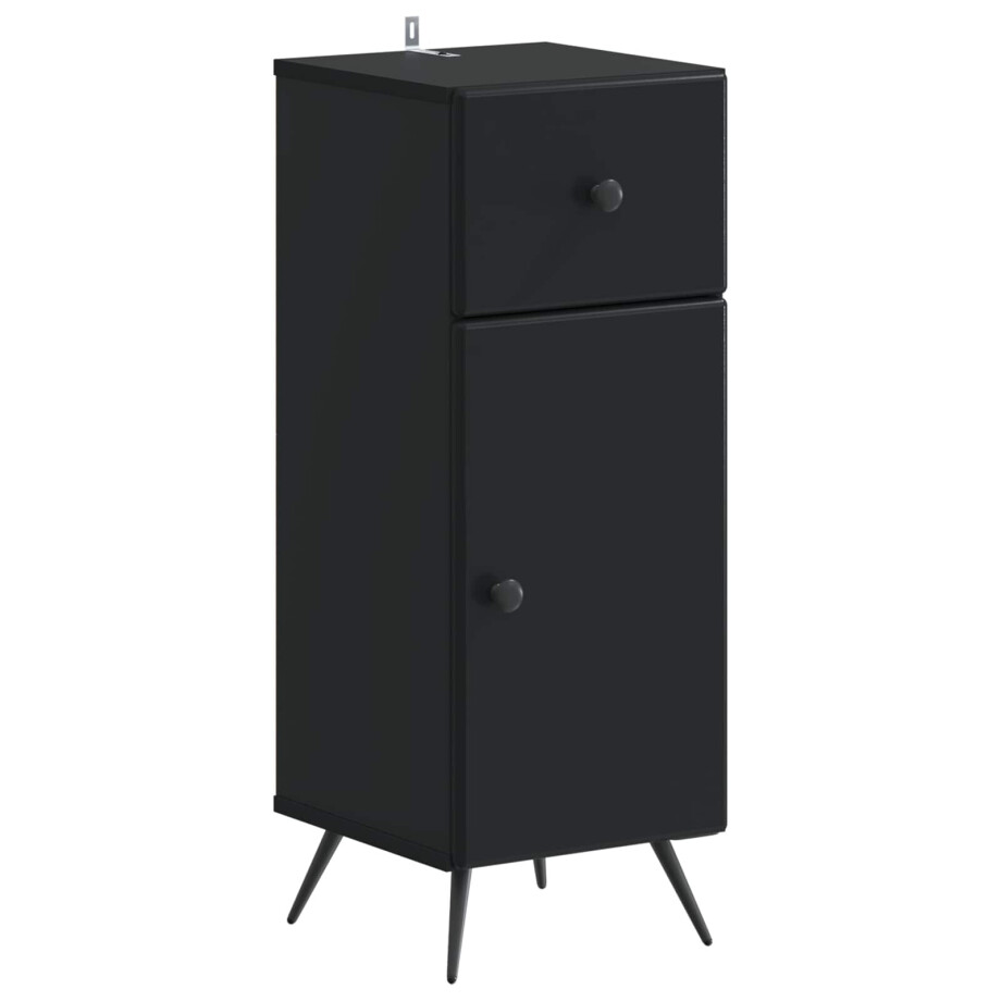 vidaXL Badkamer Opbergkast BREDA Zwart 30 x 31 x 80 cm Bewerkt hout afbeelding 1