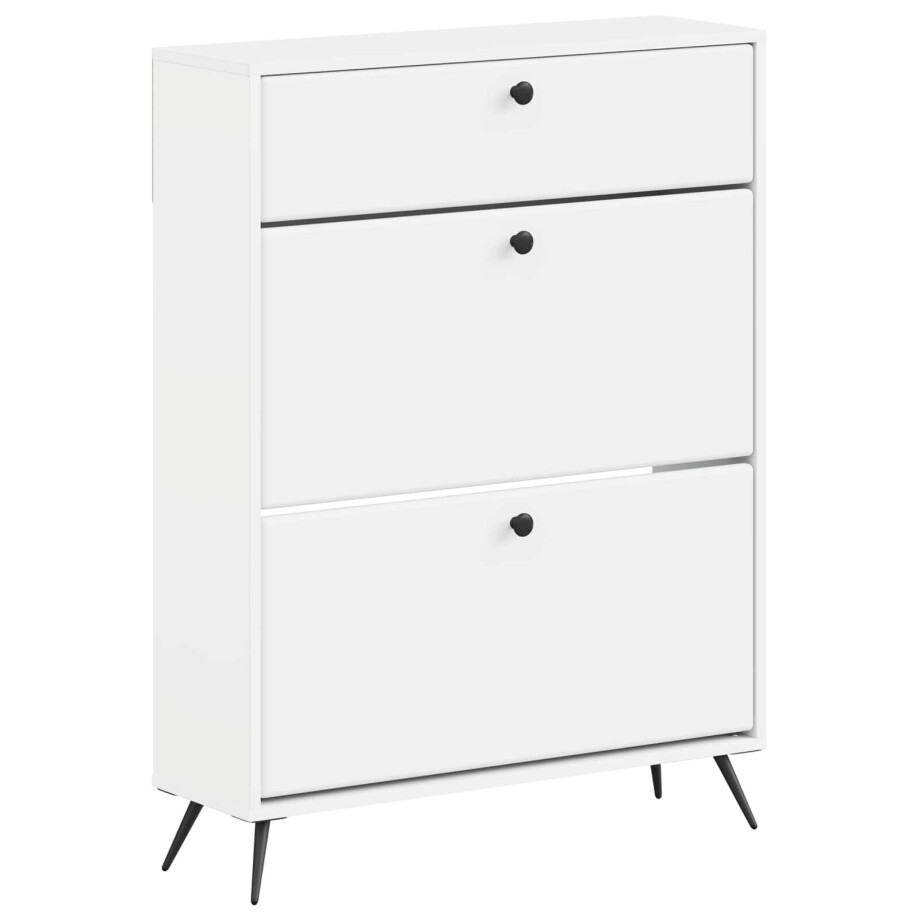 vidaXL Schoenenkast BREDA 78 x 24 x 103 cm Bewerkt hout Wit afbeelding 1
